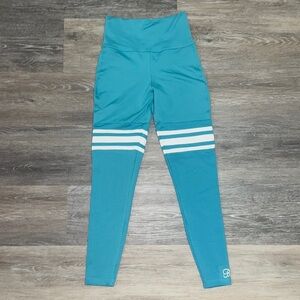 Bombshell Sportswear Blue & White Thigh High Leggings - Size Small